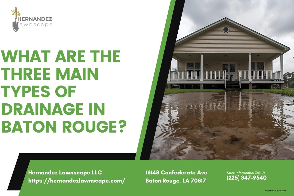 What are the three main types of drainage in Baton Rouge?